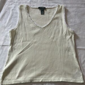 Lauren Ralph Lauren Light Yellow V-Neck Tank Top 100% cotton